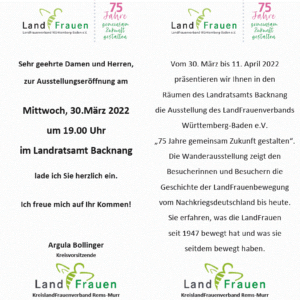 Jubliläumsaustellung 75 Jahre Landfrauen